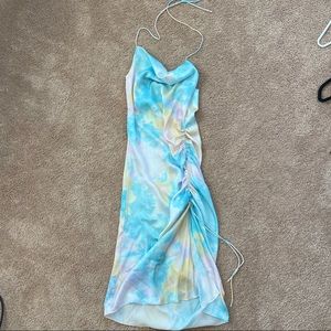 ZARA tie die dress with synch and slit